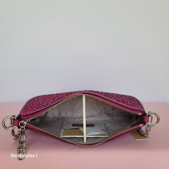 MICHAEL KORS Empire Medium Chain Pouchette Shoulder Bag- Deep Fuchsia⭐ - Picture 13 of 16